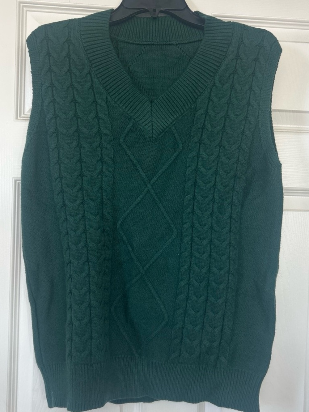 Green Cable Knit V-Neck Sweater Vest